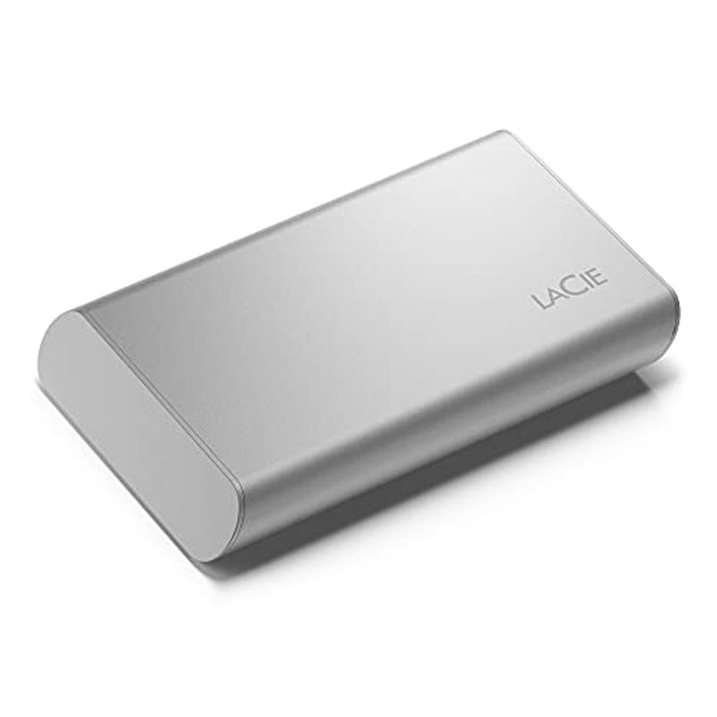 LaCie Portable SSD 500GB External Solid State Drive - USB-C, USB 3.2 Gen 2, speeds up to 1050MB/s, Moon Silver, for Mac PC and iPad,...