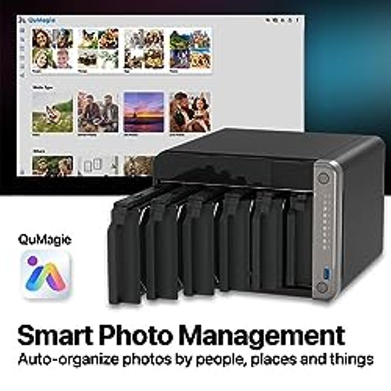 QNAP TS-AI642 6 Bay AI NAS with a Power-efficient ARM Processor and NPU for AI-Powered Video and Image Recognition Applications (Diskless)