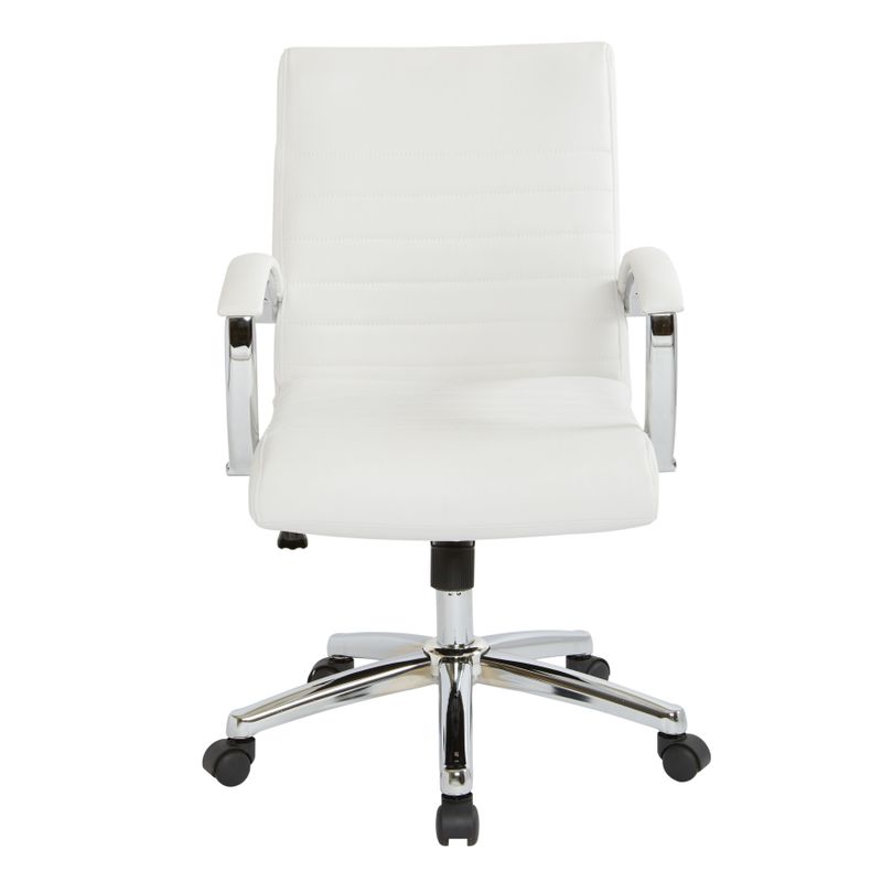 Executive Low Back Faux Leather Chair with Chrome Arms and Base - single - White
