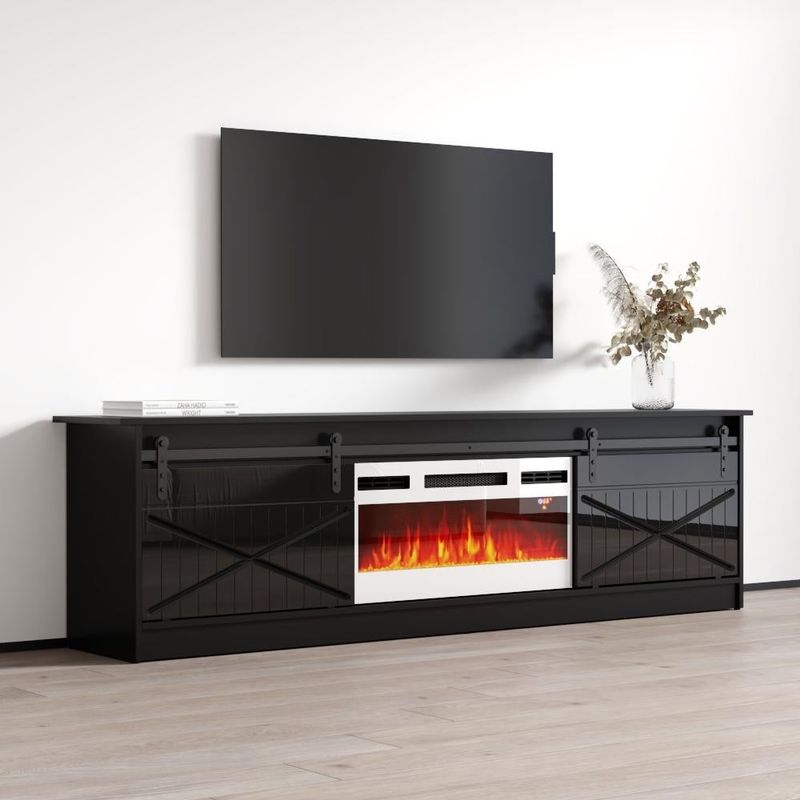 Granero WH-EF Electric Fireplace 79" TV Stand - Black