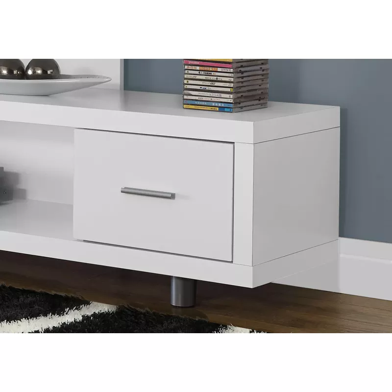 TV Stand/ 60 Inch/ Console/ Media Entertainment Center/ Storage Cabinet/ Living Room/ Bedroom/ Laminate/ White/ Contemporary/ Modern