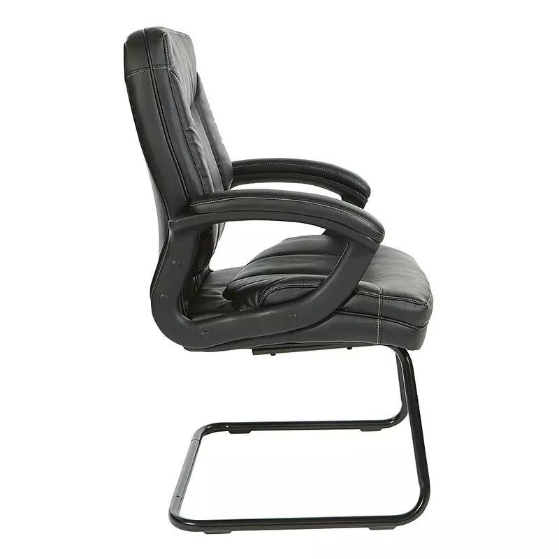 Office Star Products - Executive Faux Leather High Back Chair with Contrast Stitching - Black