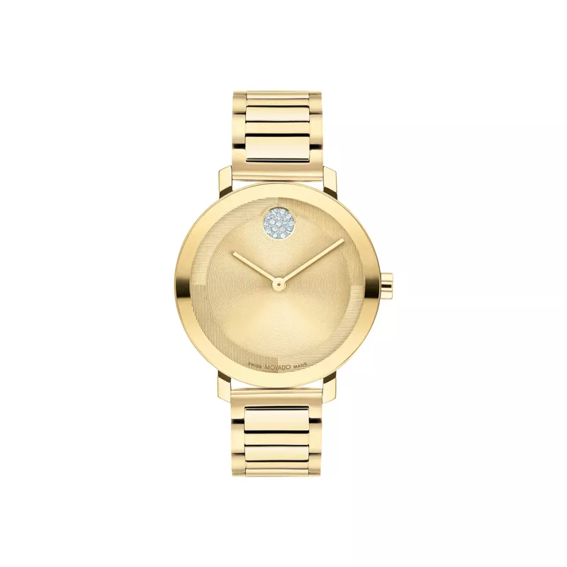 Movado - Ladies' Bold Evolution 2.0 Gold-Tone SS Watch w/ Crystal Dot Gold Dial