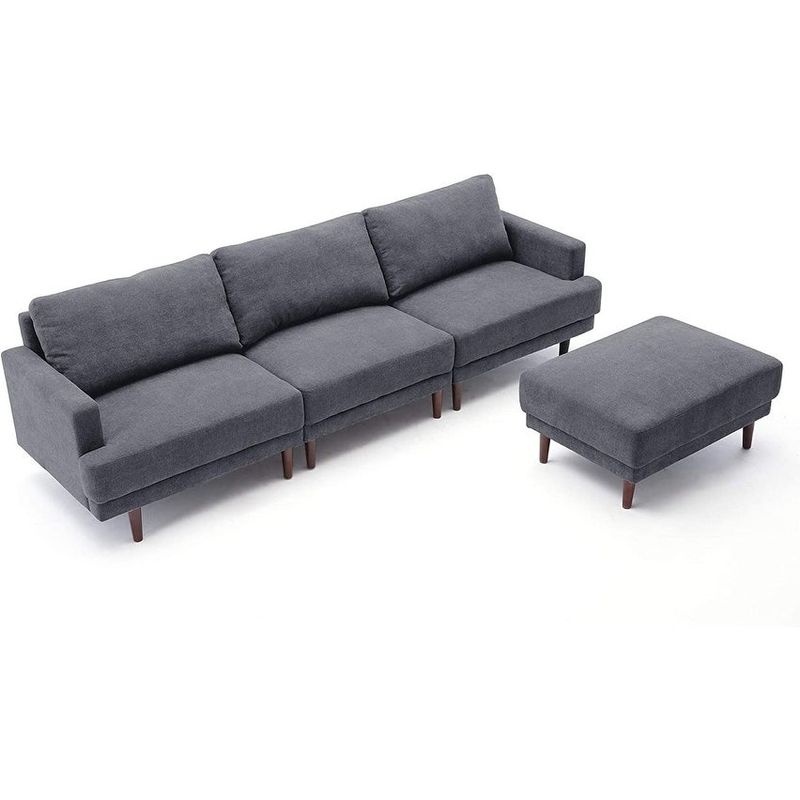 Sectional Couch Sofa with Ottoman Convertible Modular Couch Set - Grey