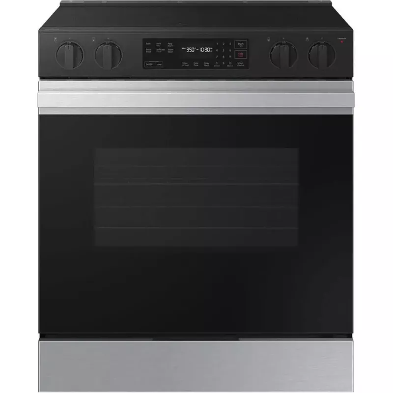 Samsung - Bespoke 6.3 Cu. Ft. Slide-In Electric Range with Precision Knobs - Stainless Steel