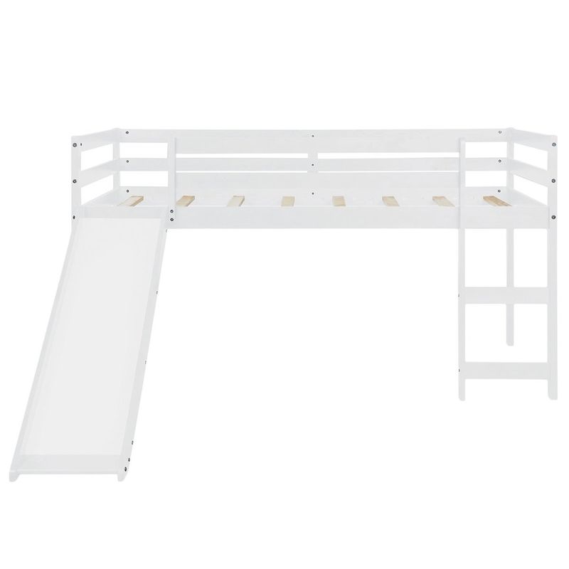 Merax Wood Twin Loft Bed with Slide - Grey