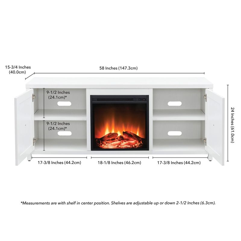 Granger 58" TV Stand with Log Fireplace Insert - Gray Oak