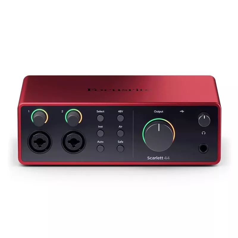 Focusrite Scarlett 4i4 4th Gen USB Interface with Software Suite, Bundle with AT2020 Microphone, TAPH100 Headphones and Mic Stand