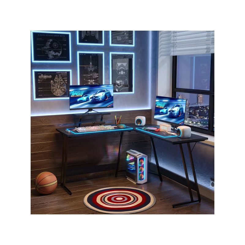 L-Shaped Gaming Desk Computer Corner Desk Office Writing Desk - Black