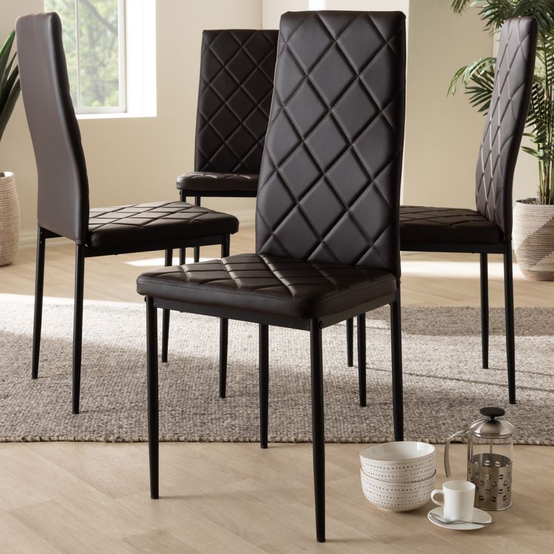 Modern Faux Leather Dining Chair 4-Piece Set by Baxton Studio - Black