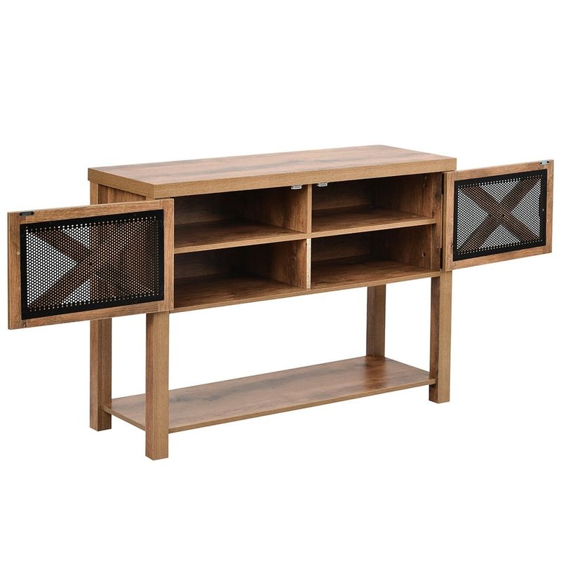 44" TV Stand Wood Metal TV Console Entertainment Center Farmhouse - Brown