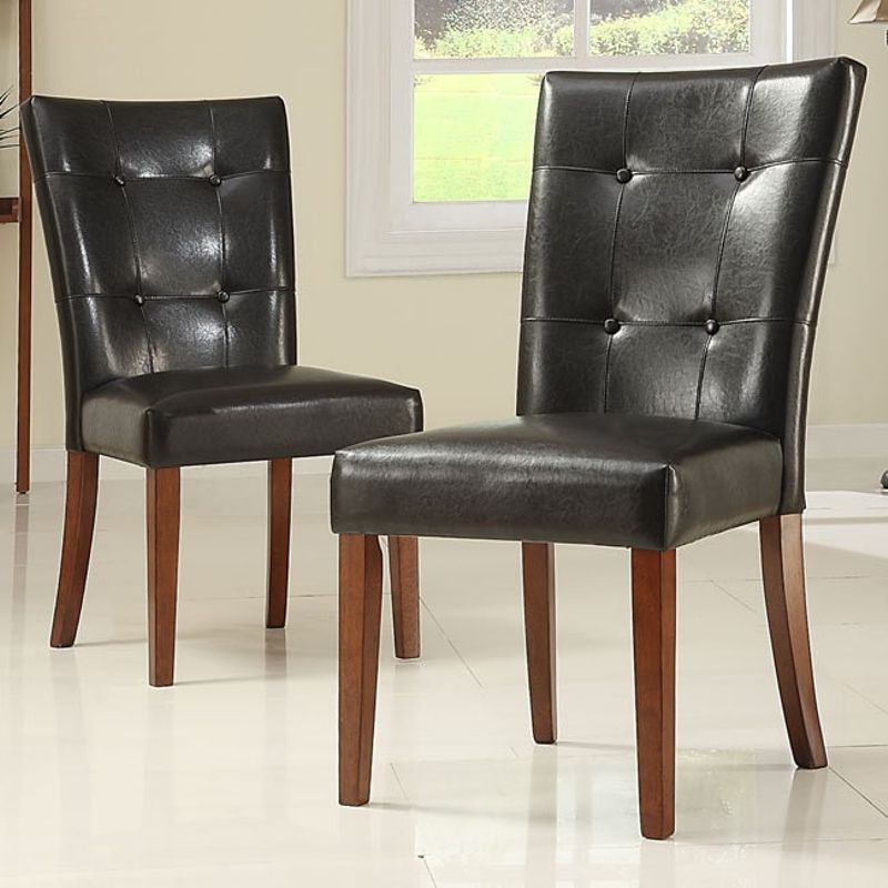 Tufted Button Back Dark Brown PU Dining Chair (Set of 2) by iNSPIRE Q Classic - Tufted back Parson Side Chair - Vinyl (set of 2)