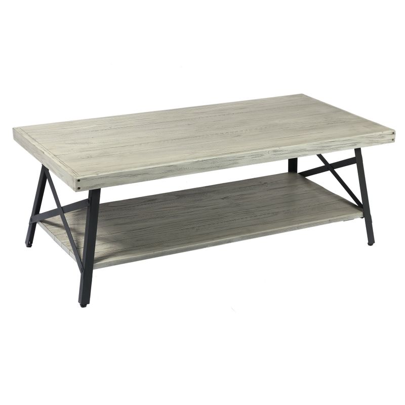 Carbon Loft Oliver Modern Rustic Wood Coffee Table - Brushed Grey