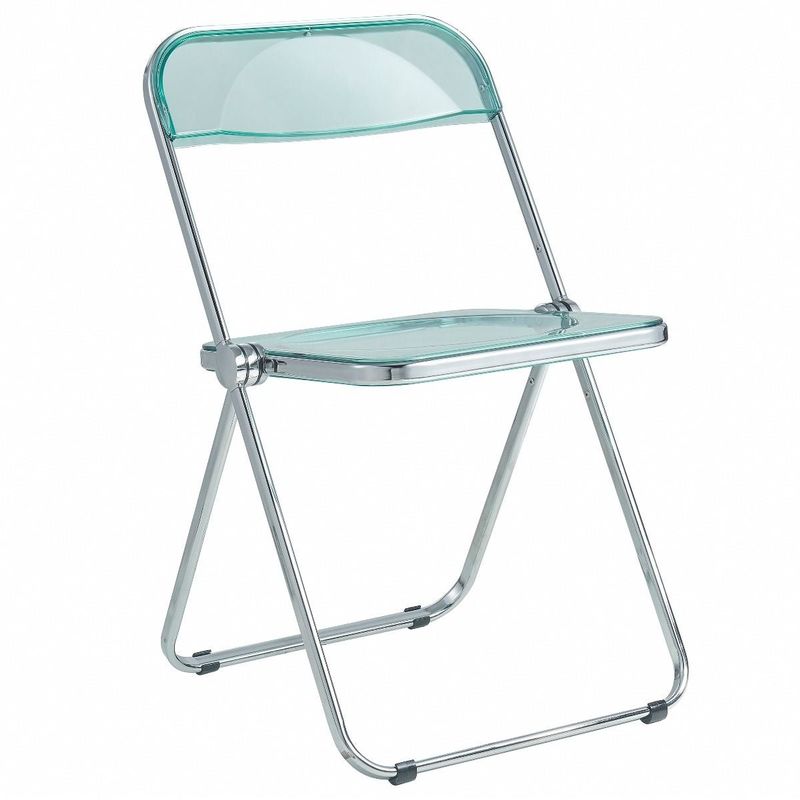 LeisureMod Lawrence Acrylic Folding Chair With Metal Frame - 30" - Transparent Black