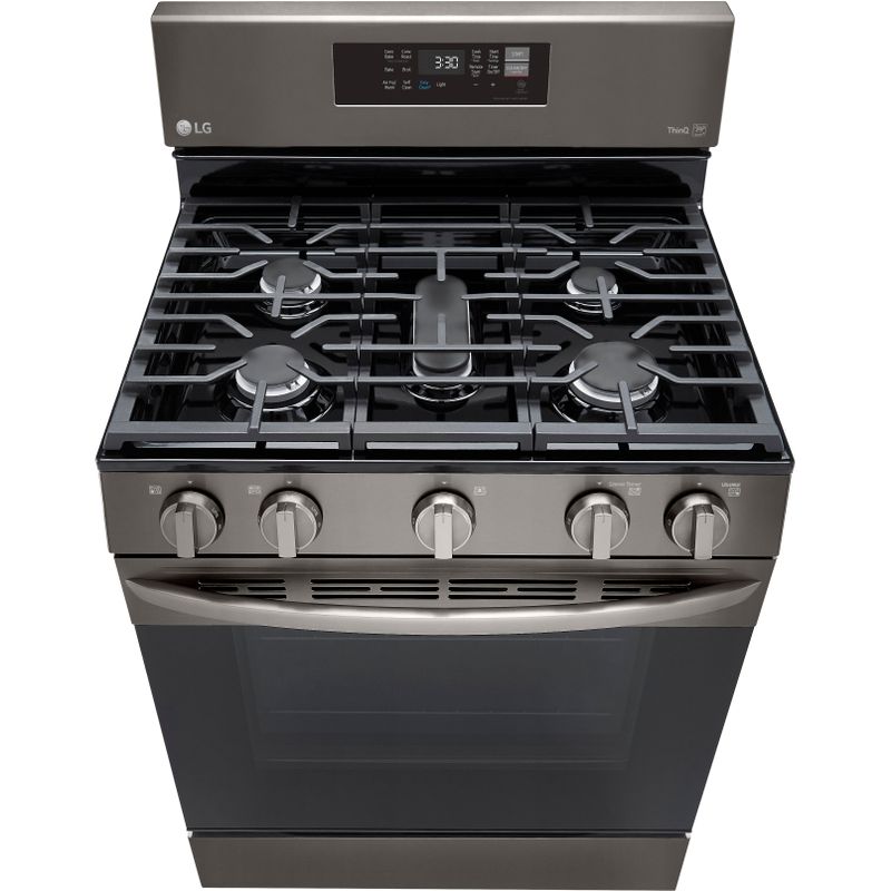 LG 5.8-Cu. Ft. Gas Convection Smart Range with AirFry, Black Stainless Steel