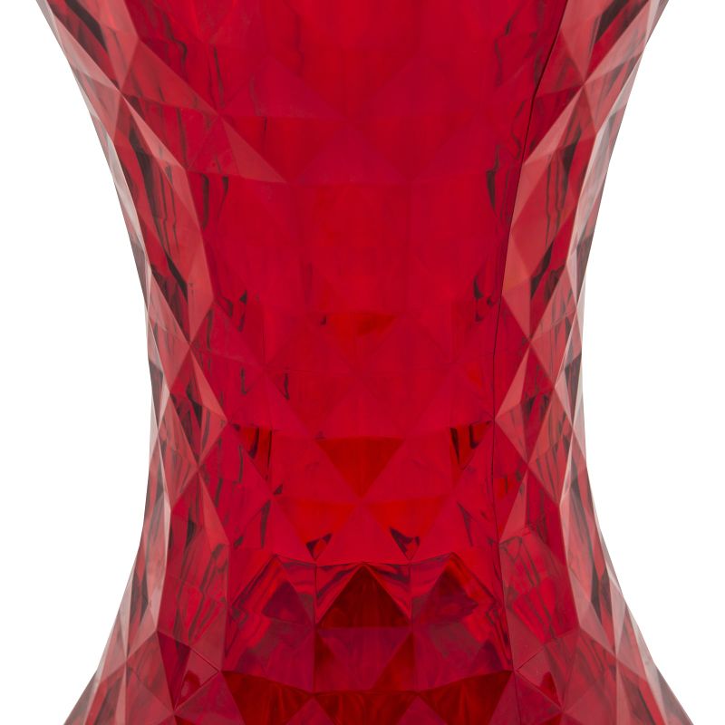 LeisureMod Clio 18-inch Transparent Red Stool - Clio Polycarbonate Stool in Transparent Red
