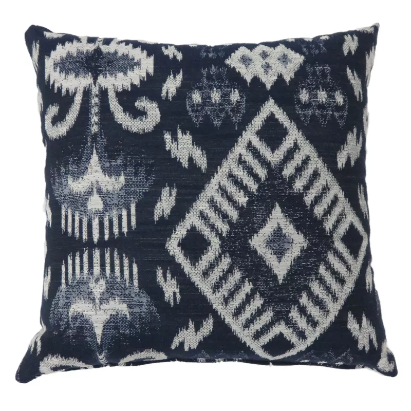 Contemporary Fabric 17" x 17" Throw Pillows in Navy (Set of 2)