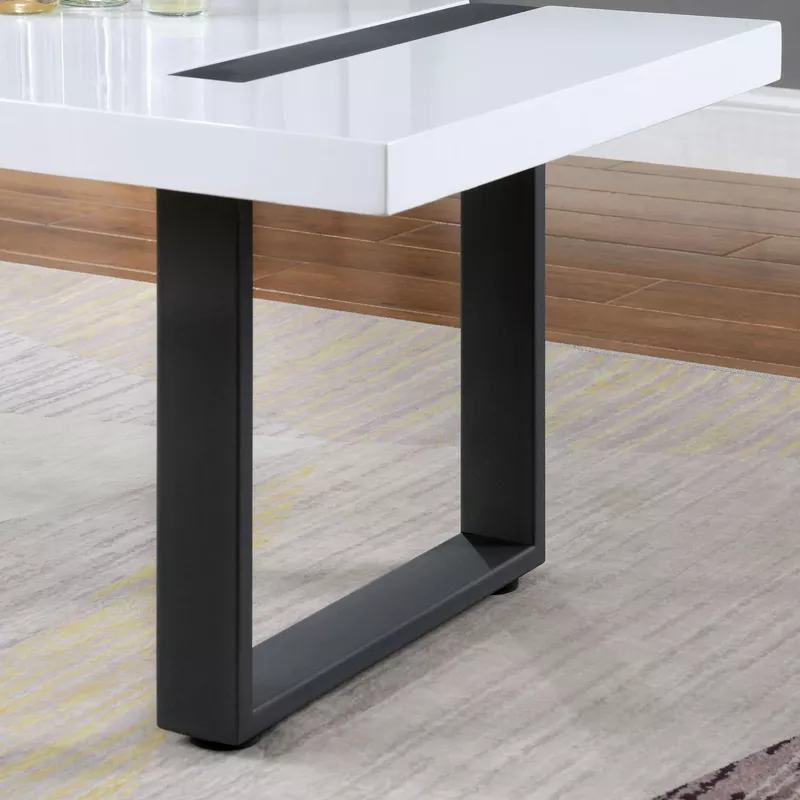 Contemporary Metal Coffee Table in White/Black