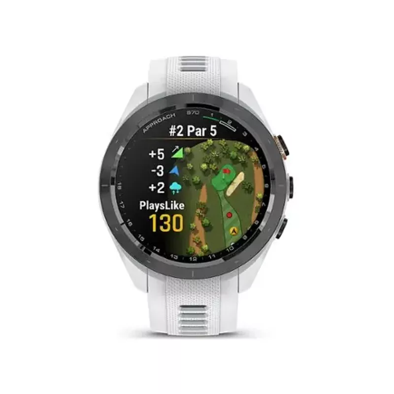 Garmin - Approach S70 GPS Smartwatch 42mm Ceramic - Black Ceramic Bezel with White Silicone Band