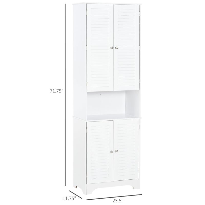 HOMCOM Freestanding Bathroom Storage Cabinet with Shutter Doors and Adjustable Shelves, Toilet Vanity Cabinet - Black