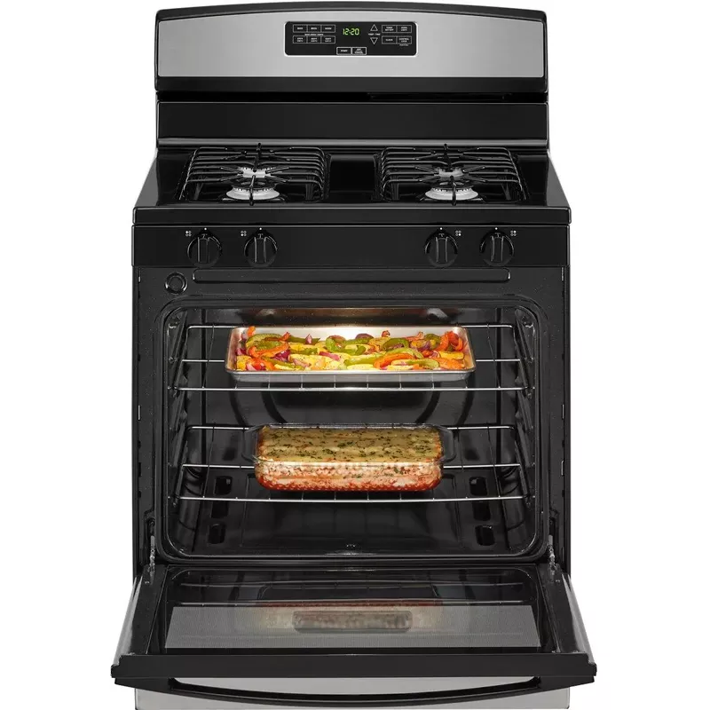 Amana - 5.1 Cu. Ft. Freestanding Gas Range with Bake Assist Temps - Stainless Steel