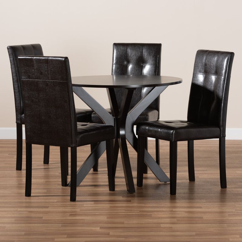 Marie Modern and Contemporary 5-Piece Dining Set - Brown