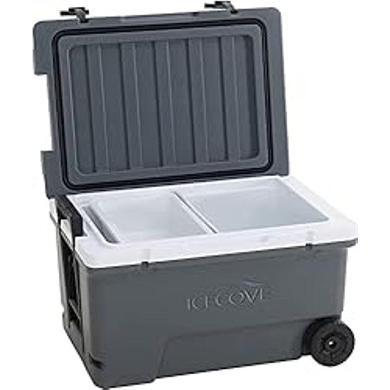 IceCove 60-Quart Solar Cooler Portable Insulated Ice Chest with Wheels and Handle for Party, Camping, Beach Sand and Outdoor Activities,...
