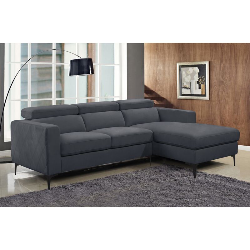 Abbyson Trinton Stain-Resistant Fabric Sectional with Adjustable Headrests - Navy