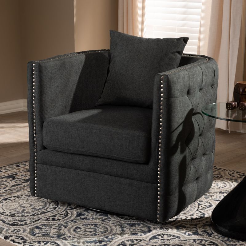 Contemporary Fabric Swivel Chair - Grey