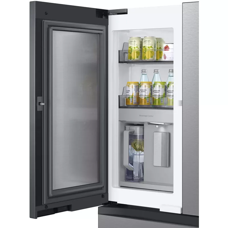 Samsung - BESPOKE 29 cu. ft. 4-Door French Door Smart Refrigerator with Beverage Center - Stainless Steel