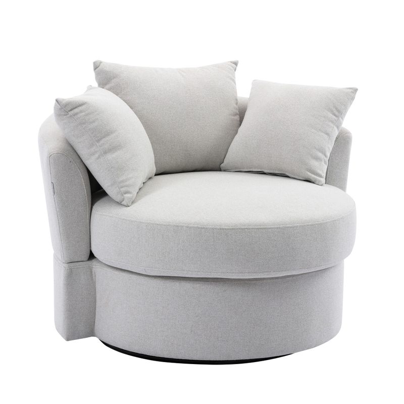 Modern Linen Swivel Accent Chair Bucket Chair - Beige