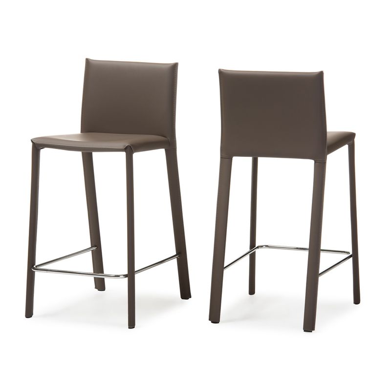 Modern Faux Leather 26" Counter Stool by Baxton Studio - Bar Stool-Taupe