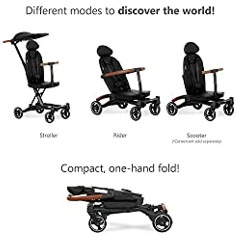 Evolur Cruise Rider Stroller with Canopy, Lightweight Umbrella Stroller with Compact Fold, Easy to Carry Travel Stroller - Noir Black