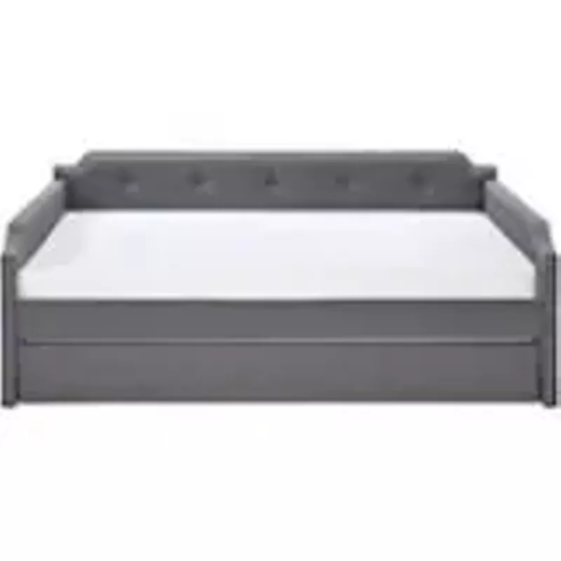 Click Decor - Bella 3-Seat Fabric Daybed Sofa with Under-Bed Trundle - Dark Gray