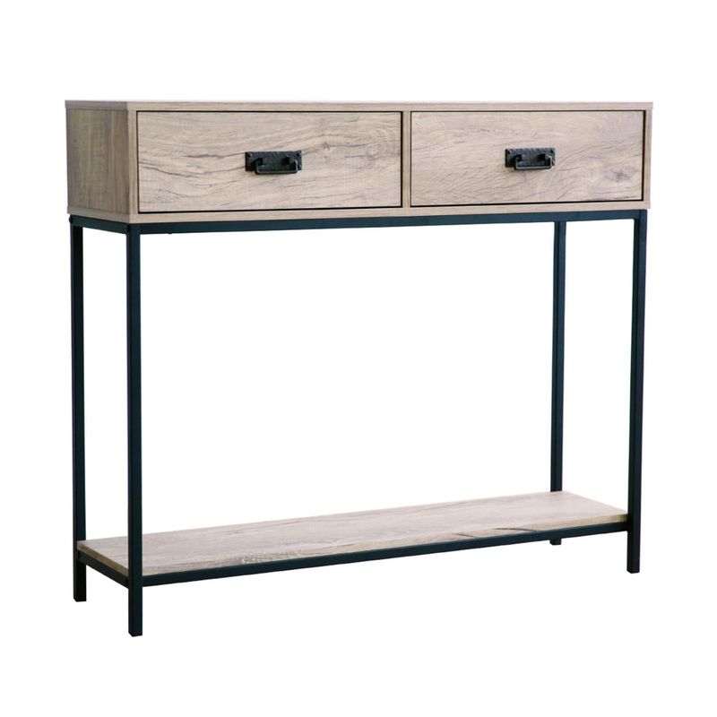 Roomfitters 2 Drawer Entryway Console Table for Hallway Foyer - Oak - MDF