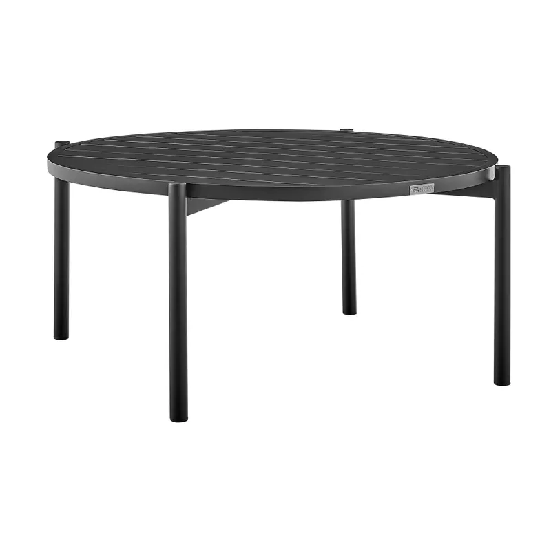 Tiffany Outdoor Patio Ruond Coffee Table in Black Aluminum