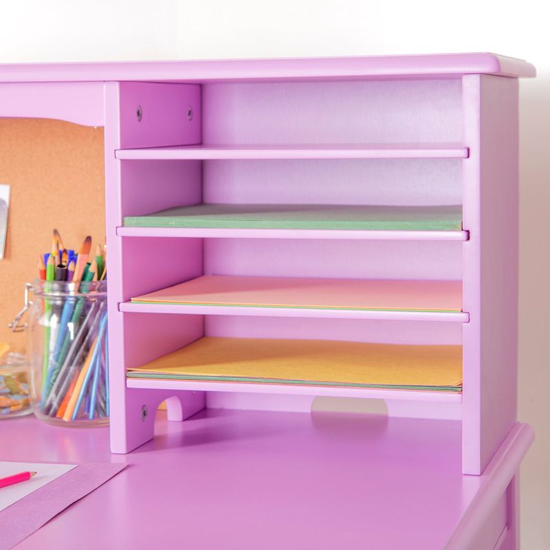 Guidecraft Media Desk Kid's Desk and Hutch with Chair - Purple