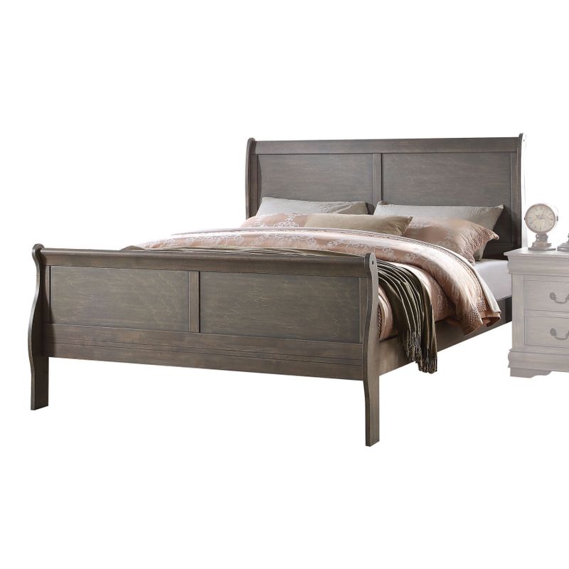 Acme Furniture Louis Philippe Antique Grey 4-Piece Sleigh Bedroom Set - 4-Piece Twin Set