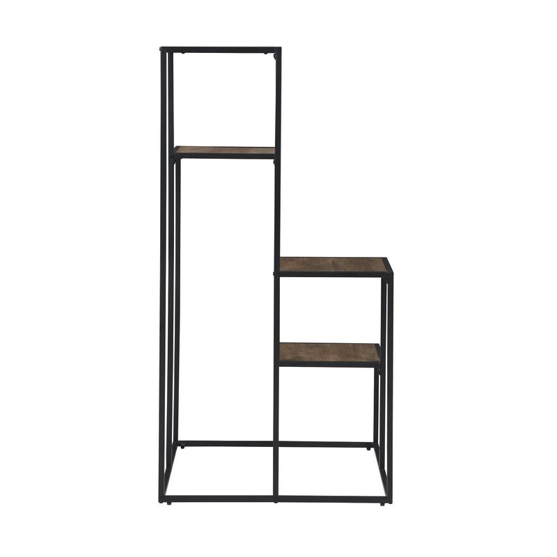 4-Tier Display Shelf in Black and Rustic Brown - Rustic Brown and Dark Grey