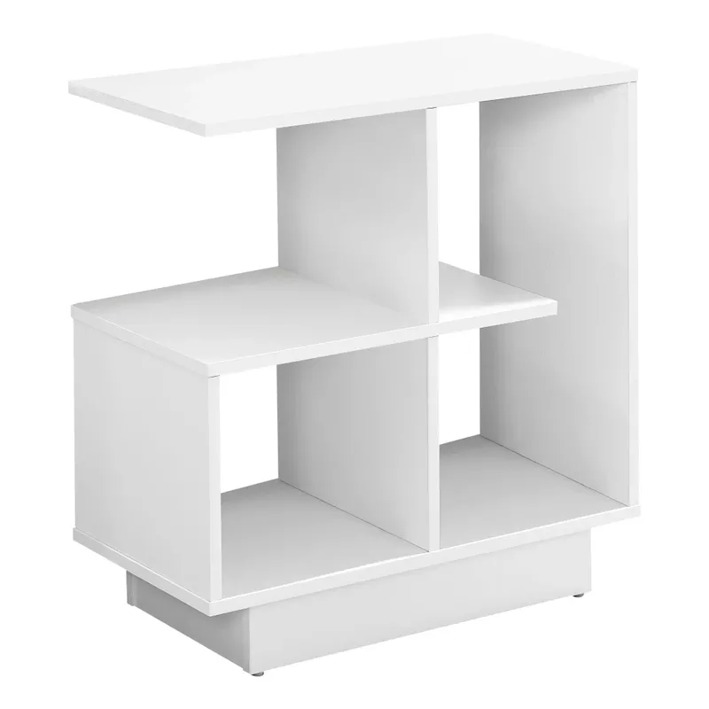 Accent Table/ Side/ End/ Narrow/ Small/ 3 Tier/ Living Room/ Bedroom/ Laminate/ White/ Contemporary/ Modern