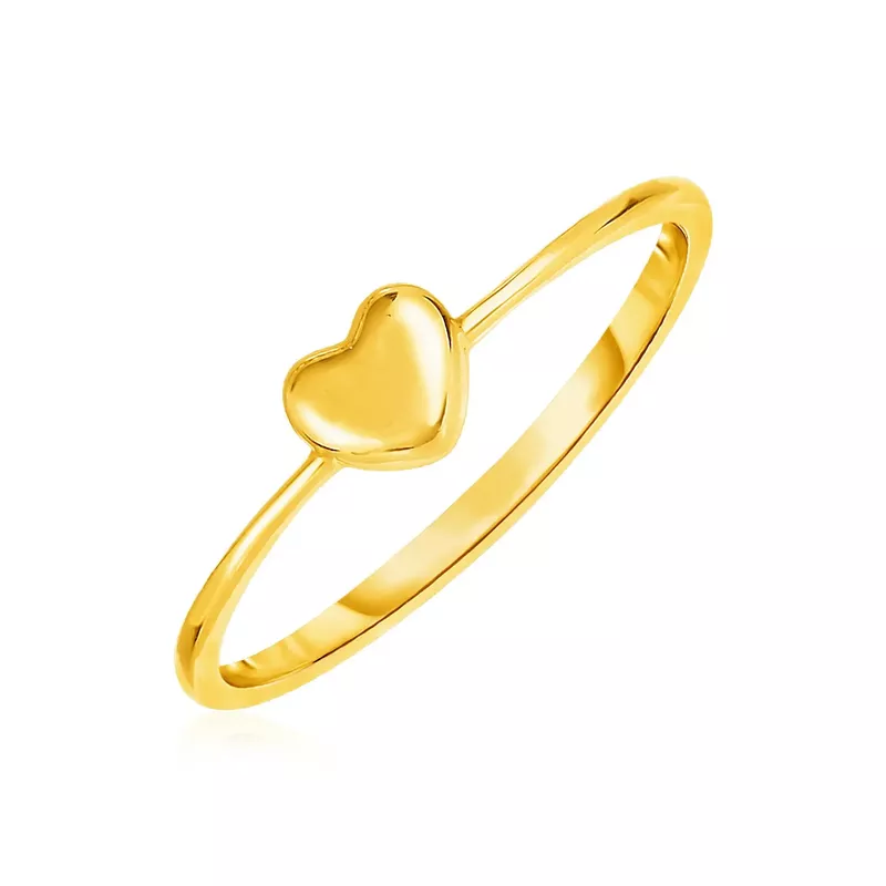 14k Yellow Gold Ring with Puffed Heart (Size 7)
