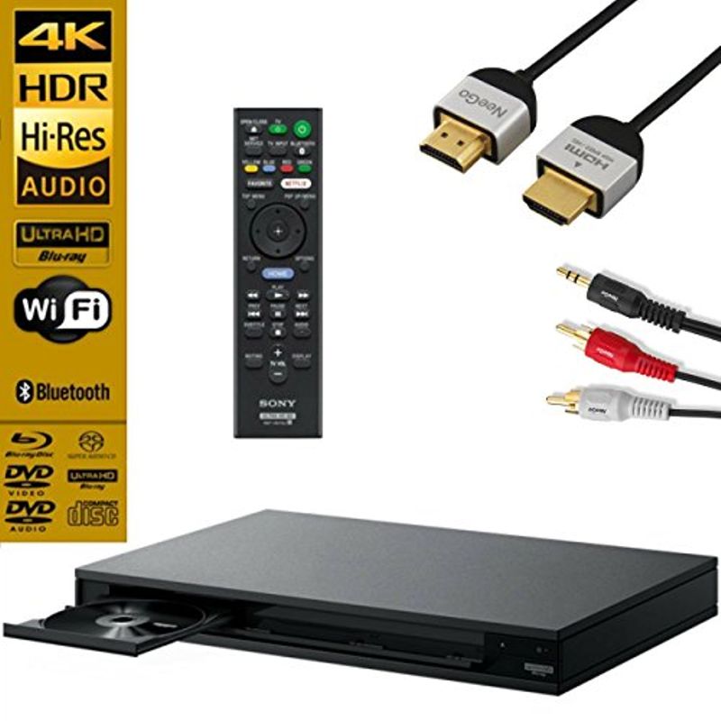 Sony UBPX800 Streaming 4K Ultra HD 3D Hi-Res Audio Wi-Fi And Bluetooth Built-In Blu-ray Player With A 4K HDMI Cable And Remote Control-...