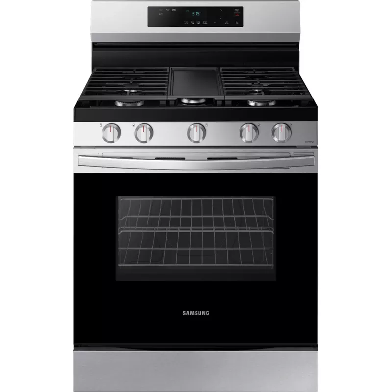 Samsung - 6.0 cu. ft. Freestanding Gas Range with WiFi and Integrated Griddle - Stainless Steel