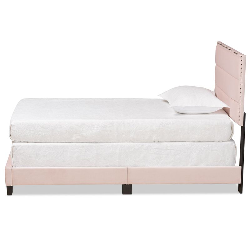 Tamira Contemporary Glam Velvet Fabric Twin Size Panel Bed - Pink
