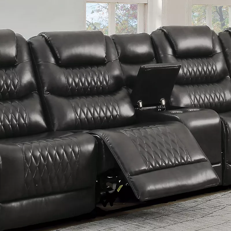 Transitional Faux Leather Armless Power Recliner in Gray