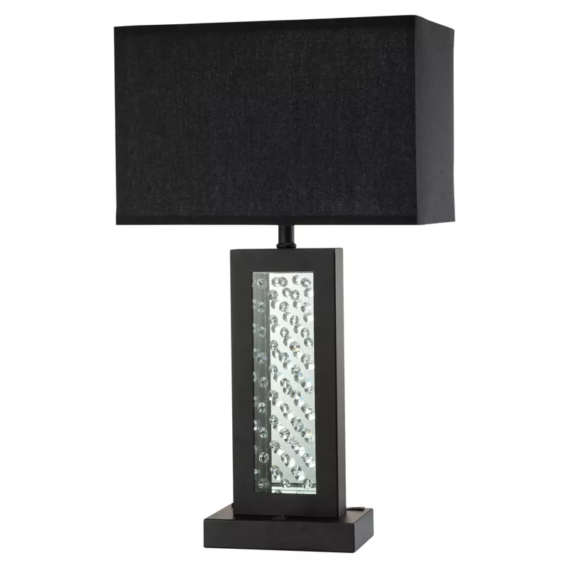 Contemporary Metal On-Off Line Switch Table Lamp with USB in Black