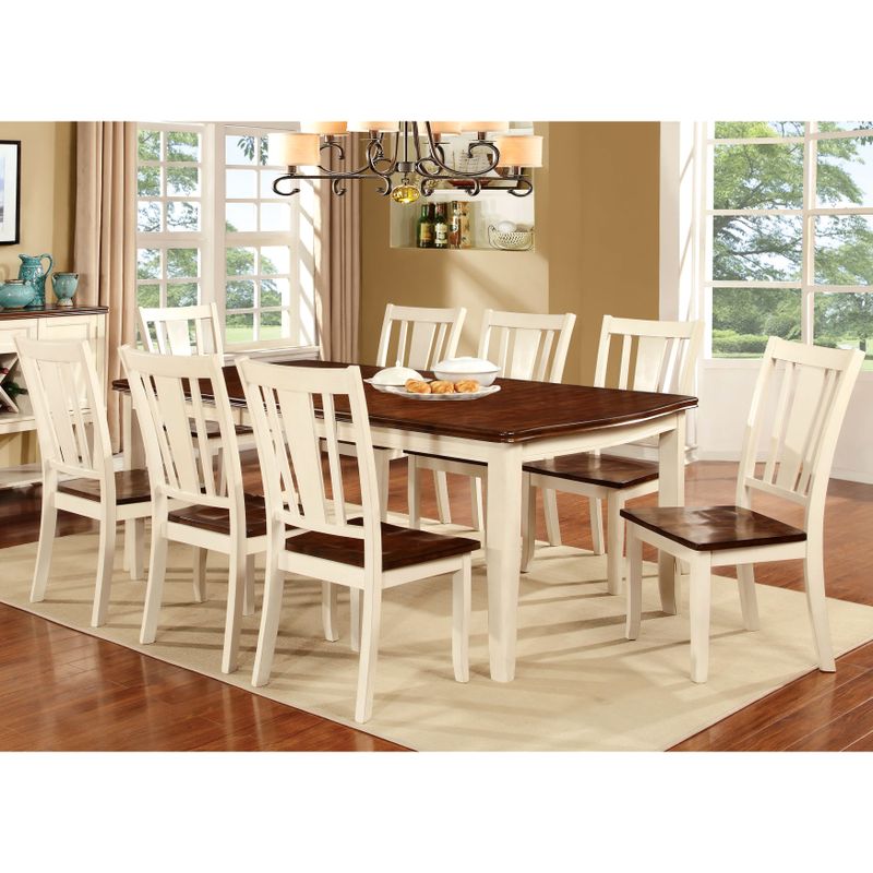 Furniture of America Betsy Jane Country Style Dining Table - Antique White & Cherry