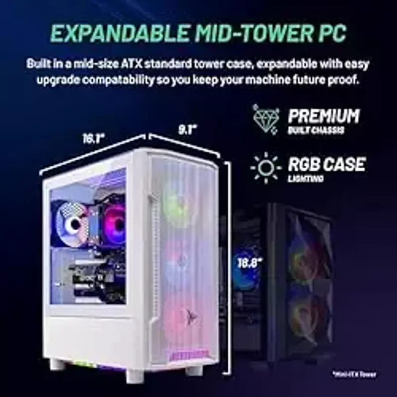 Skytech Archangel Gaming PC, Intel i5 14400F 2.5 GHz (4.7GHz Turbo Boost), NVIDIA RTX 4060 8GB GDDR6X, 2TB SSD, 32GB DDR5 RAM 5600 RGB, 650W Gold PSU, Wi-Fi, Win 11 Home