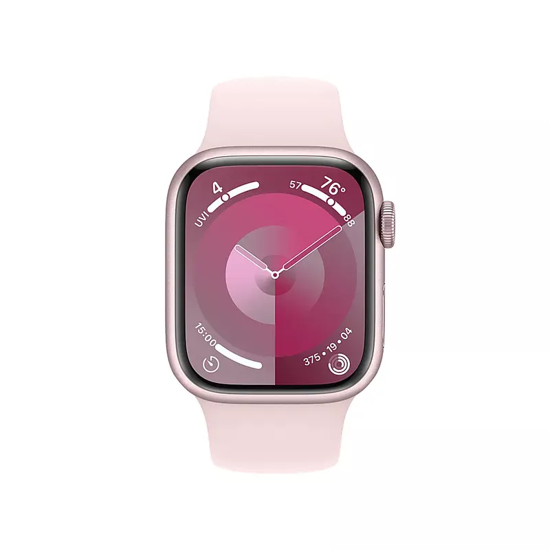 Apple Watch Series 9 (GPS) 45mm Pink Aluminum Case with Light Pink Sport Band with Blood Oxygen - M/L - Pink