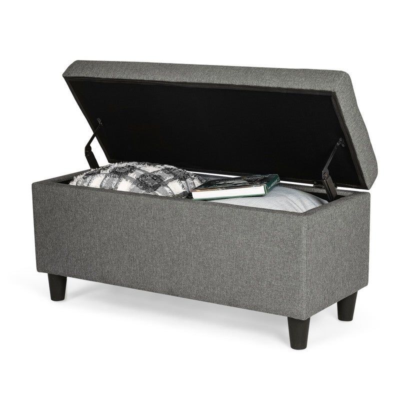 Adeco Storage Ottoman Bed Bench Fabric Tufted Upholstered Foot Stool - Teal